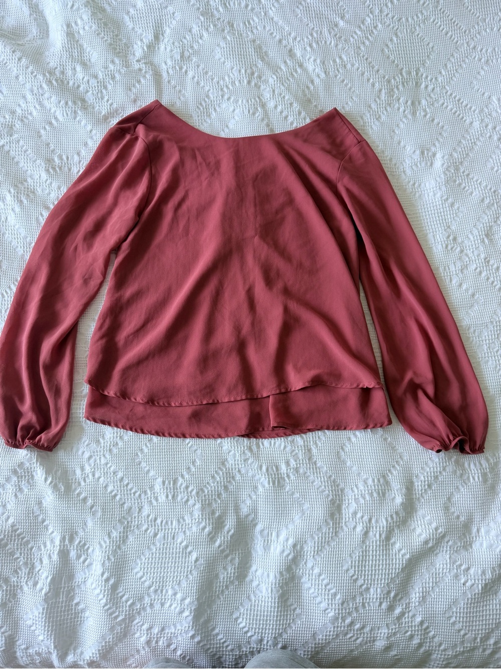 miami Long-Sleeve Boatneck Blouse in Rosewood